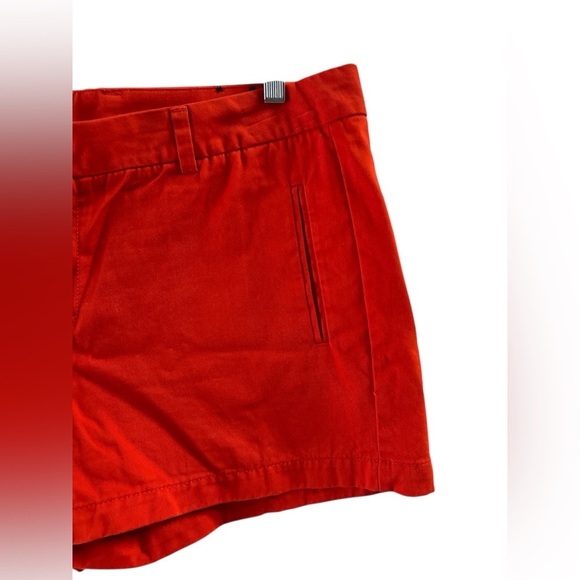 Red mid rise denim cotton shorts - Picture 2 of 4